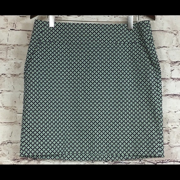 Ann Taylor Navy Green Geometric Print Skirt - Picture 1 of 7